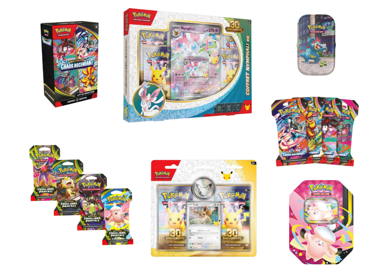 Lot coffret Nymphali/duopack 30e anniversaire + ME03/ME04 - Pokémon français officiel