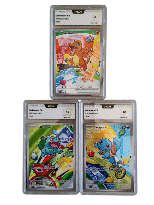 Triplette 1G (SALAMÈCHE, CARAPUCE, BULBIZARRE) - 1ers partenaires 30th - PCA 10 - Pokémon français