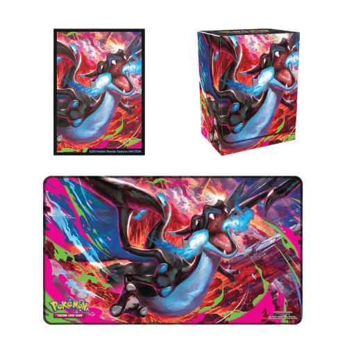 Kit goodies UPC Méga Dracaufeu - Sleeve, Tapis et deck box - Pokémon officiel