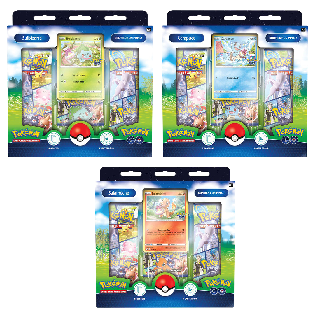 Coffret Pokémon GO pin's - EB10.5 - Salamèche/Bulbizarre/Carapuce - Pokémon français officiel