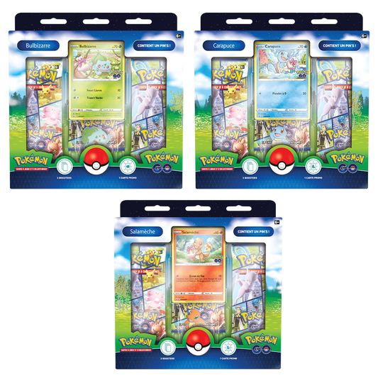 Coffret Pokémon GO pin's - EB10.5 - Salamèche/Bulbizarre/Carapuce - Pokémon français officiel